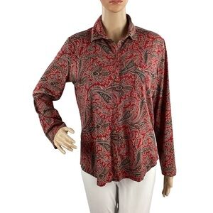 Lauren Ralph Lauren Paisley Pajama Sleep Shirt Red M